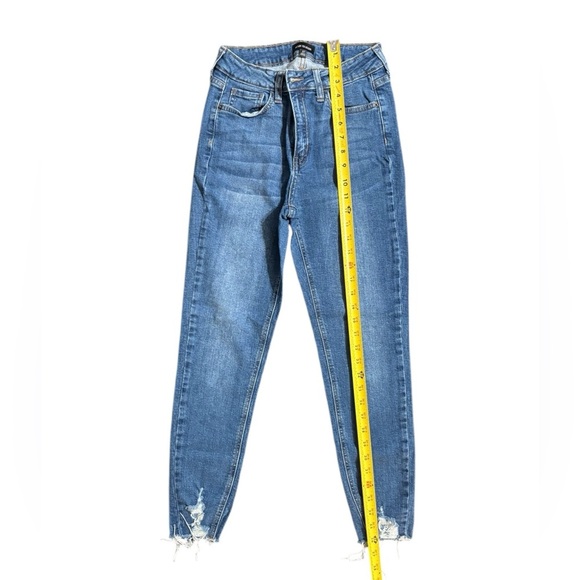 Classic Blue Skinny Jeans with Raw Hem - Picture 9 of 11